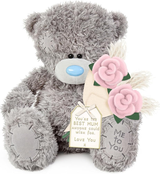 Me to You Tatty Teddy Large Luxury 'Best Mum' Plush Bear With Velvet Flowers 27cm High Official Mother's Day Collection