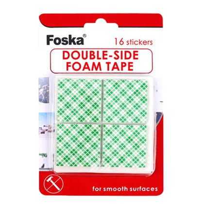 Pack of 16 Double-Sided Foam Adhesive Tape 35 x 35mm