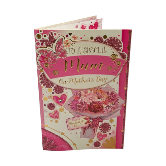 To Mum Lovely Pink Flowers Bouquet Design Mother's Day Boxed Card