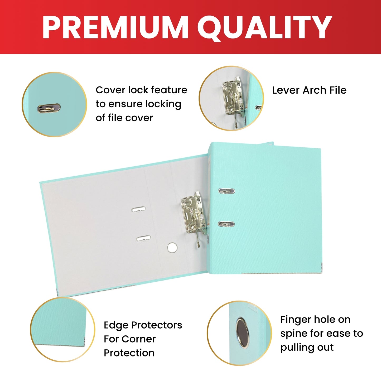 Pack of 3 A4 Pastel Blue Paperbacked Lever Arch Files by Janrax