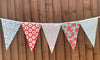 Red and Baby Blue Shabby Chic Vintage Print Bunting 10m with 20 Pennants