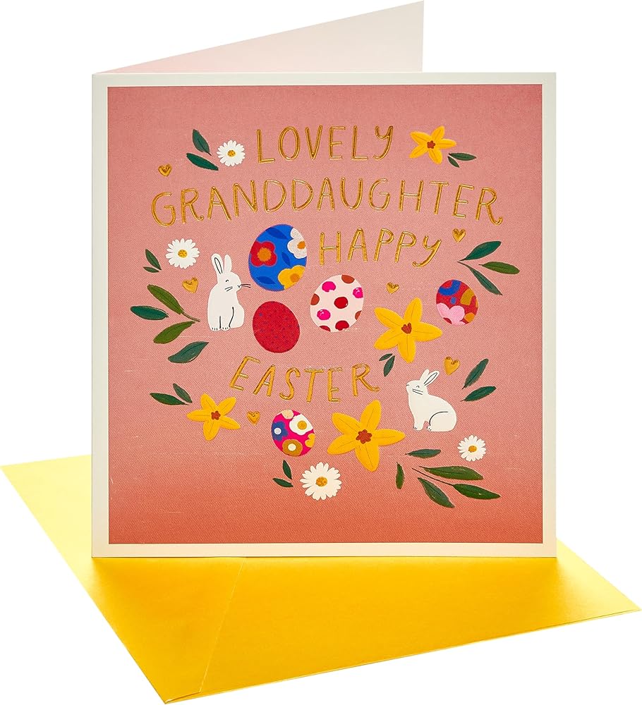 Big Egg and Bunnies Design Granddaughter Easter Card