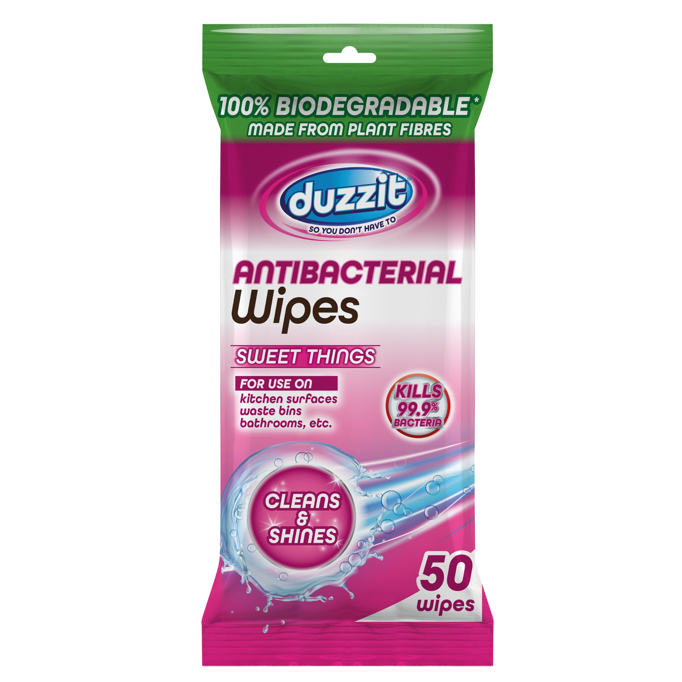 Pack of 50 Duzzit Biodegradable Antibacterial Sweet Things Scented Wip ...