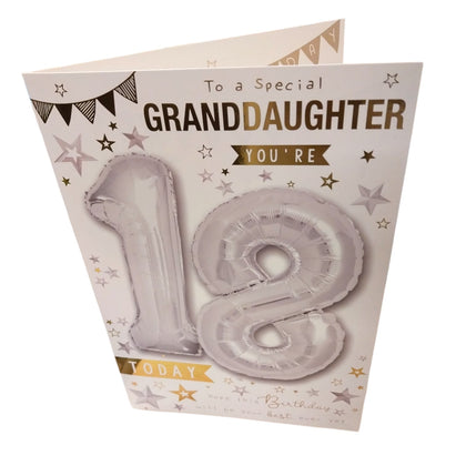 To A Special Granddaughter You're 18 Balloon Boutique Greeting Card