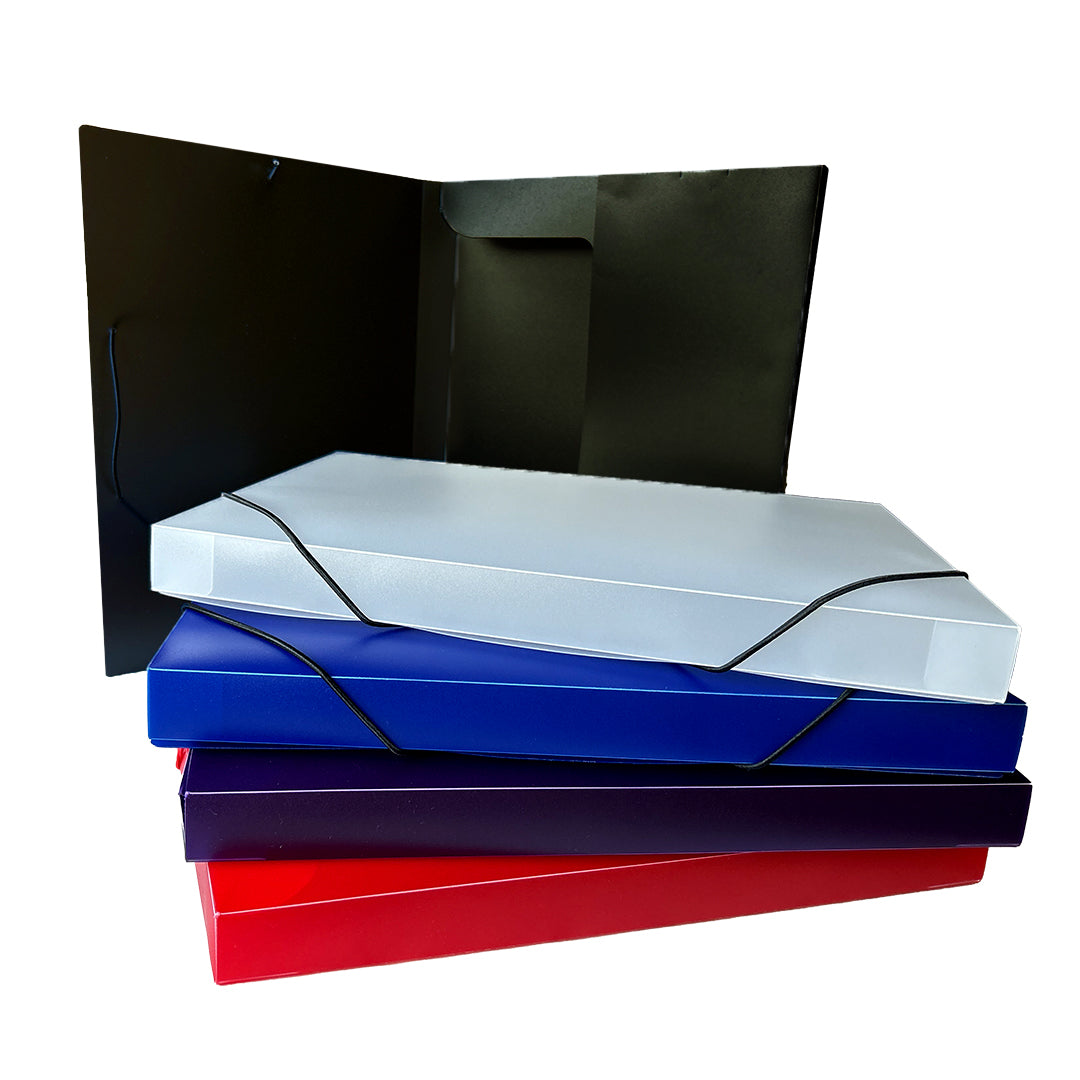 Pack of 10 A4 Clearview Assorted Coloured Box Files with Elastic Closure