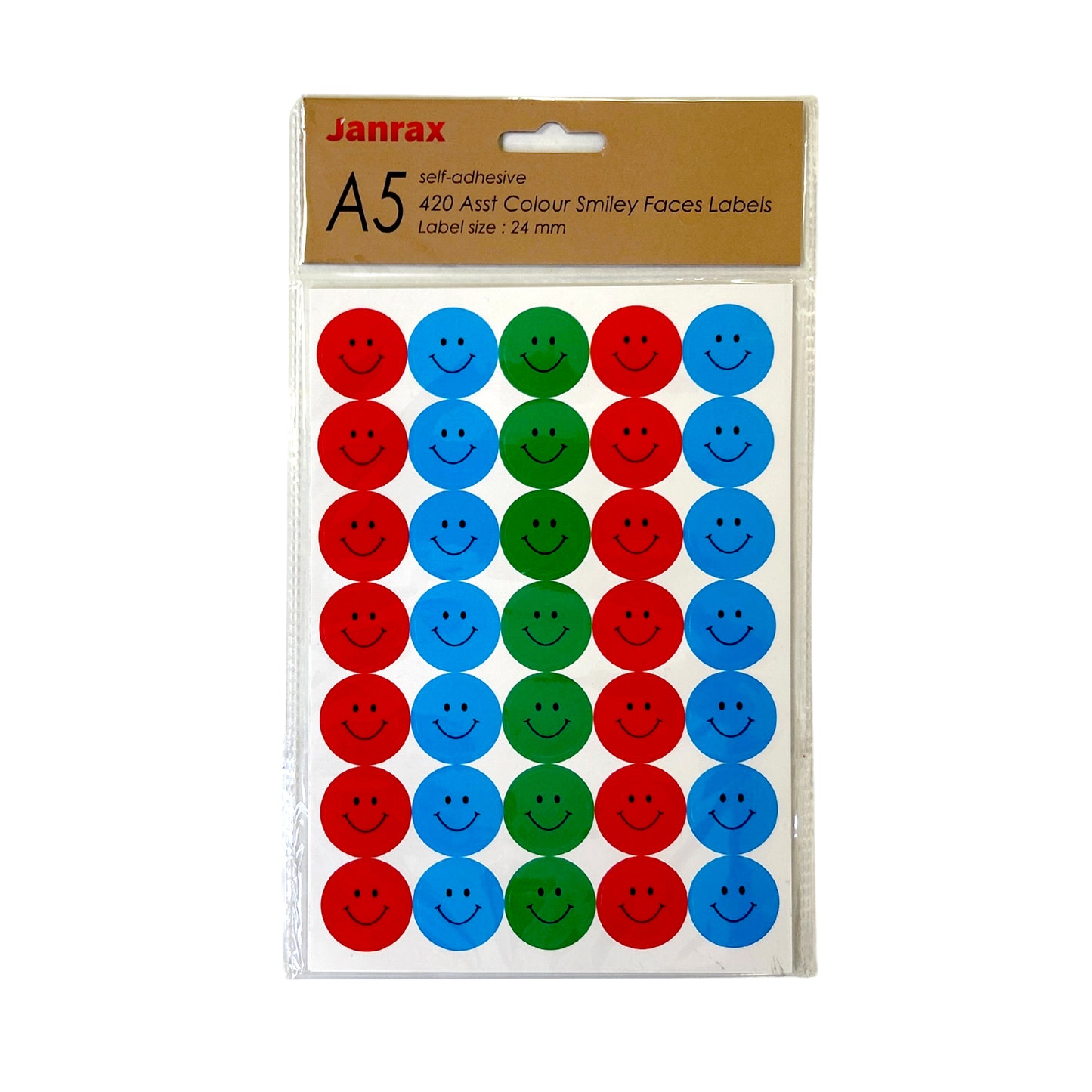Pack of 5040 Assorted Smile Faces 24mm Self-Adhesive Labels