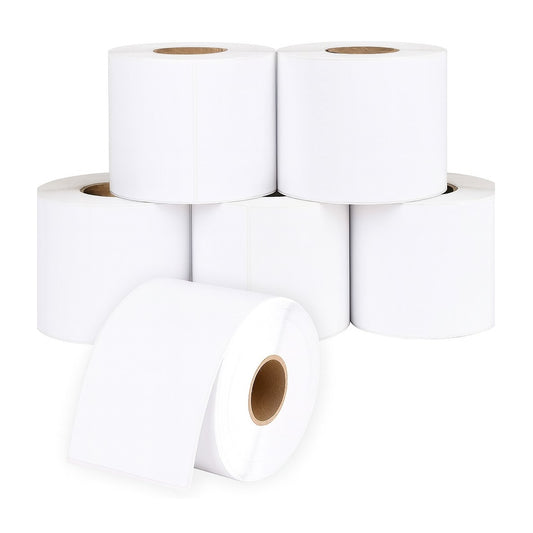 6 x Roll of 500 White Self Adhesive Thermal Printer Labels 4" x 6" (10.16 x 15.24cm)
