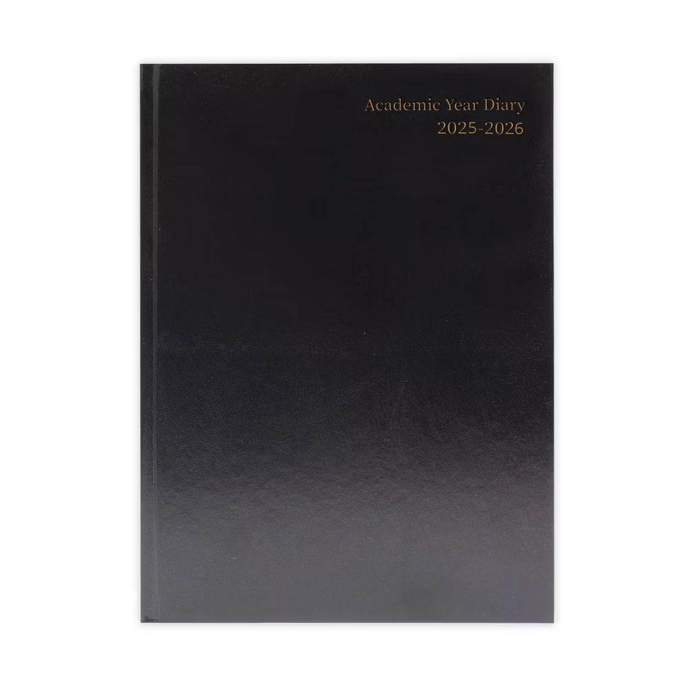 2025-2026 A4 Day Per Page Black Academic Diary
