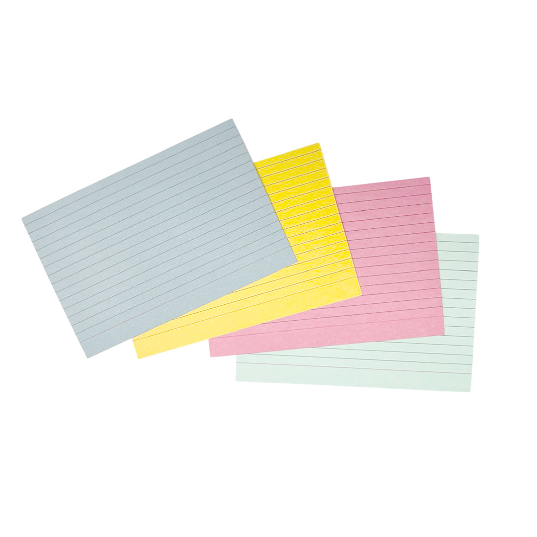 Pack of 600 Assorted Colour Ruled 6x4" Record Cards – Lined Study Index Cards for Notes, Revision
