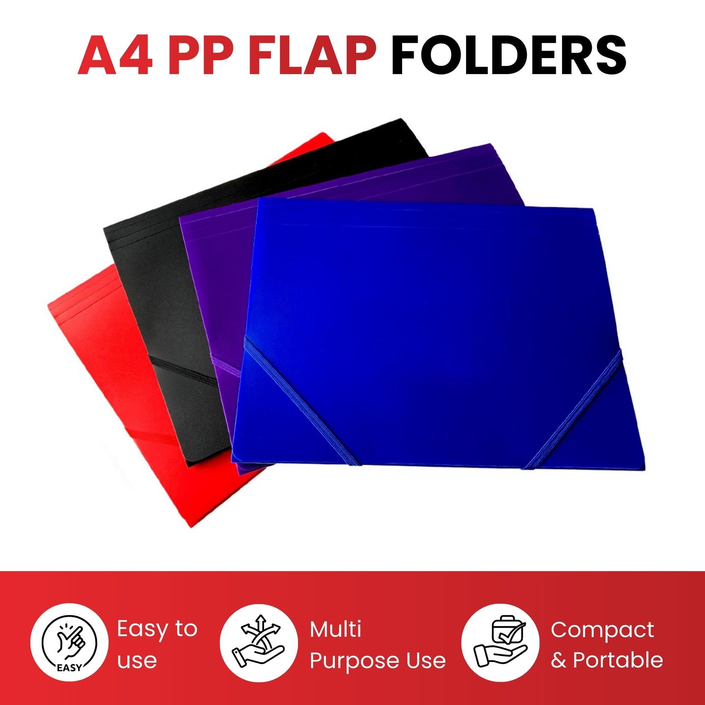 Janrax A4 Purple 3 Flap Folder with Elasticated Closure