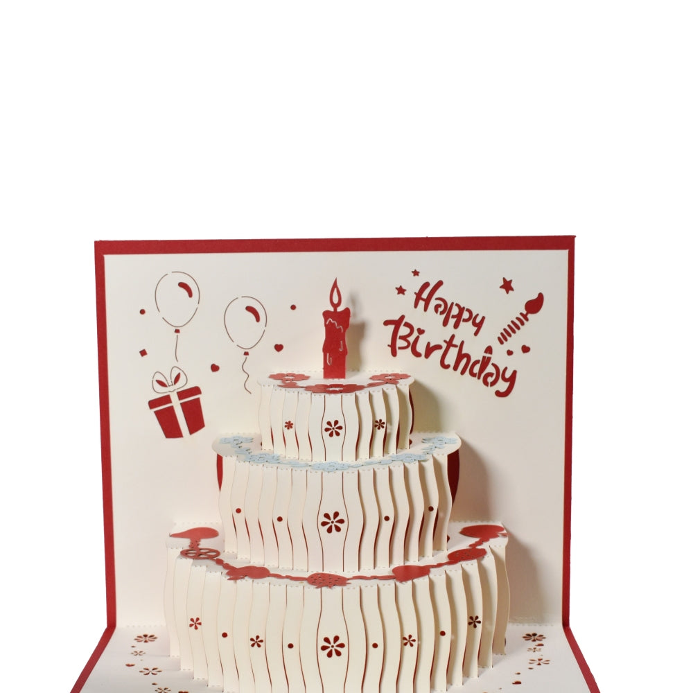 Red Fruit Cake Design 3D Pop Up Birthday Card