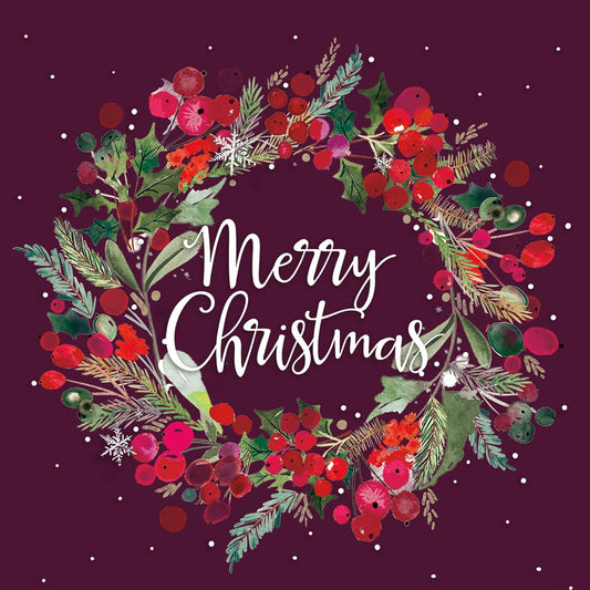 Pack of 8 Berry Wreath Alzheimer's Society Charity Christmas Cards