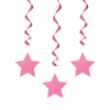 Pack of 3 26" Hot Pink Solid Hanging Swirl Decorations