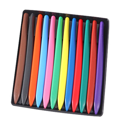 Pack of 12 Assorted Colour Triangular Erasable Plastic Crayons	