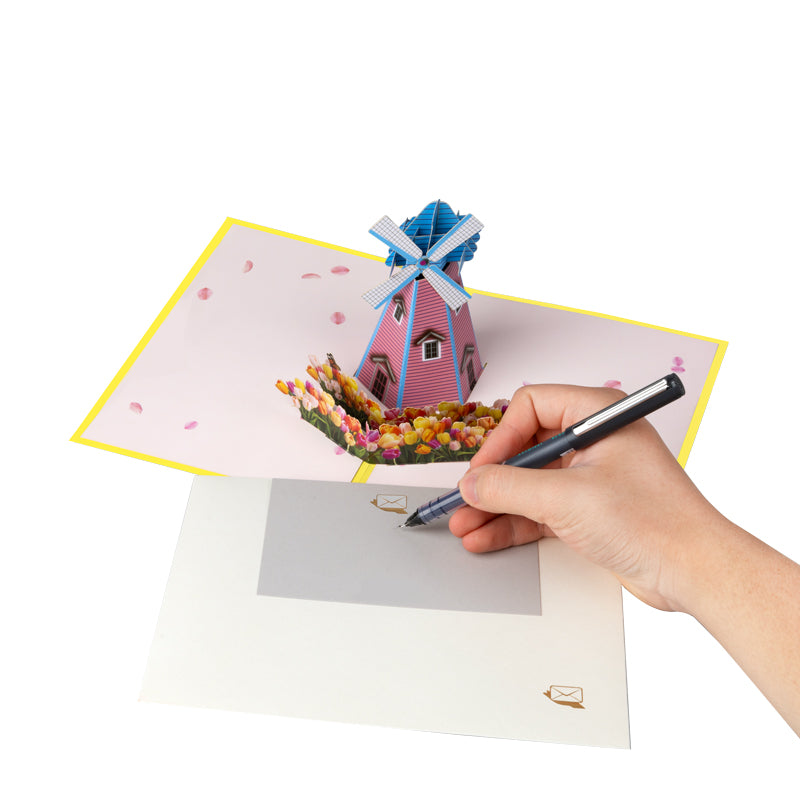 Rustic Charm Floral Windmill 3D Pop Up Greeting Card