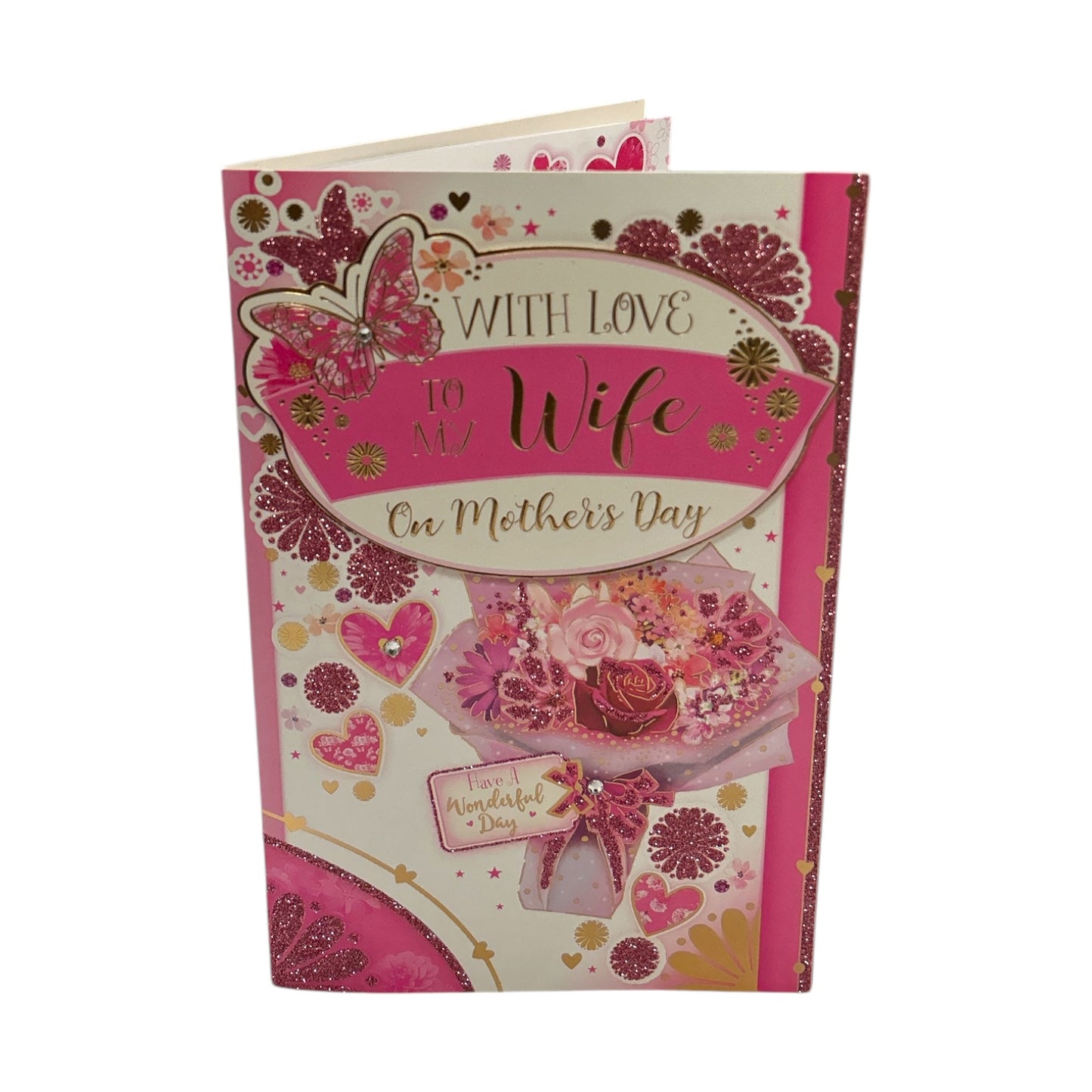 To My Wife Lovely Pink Flowers Bouquet Design Mother's Day Boxed Card