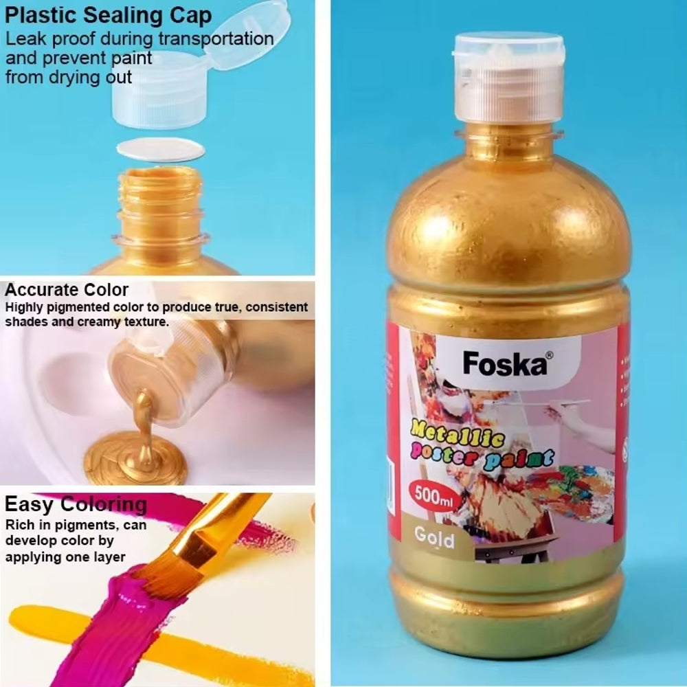 500ml Blue Metallic Poster Paint