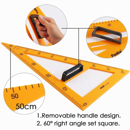 50cm Plastic Classroom Set Square Ruler with Removable Handle