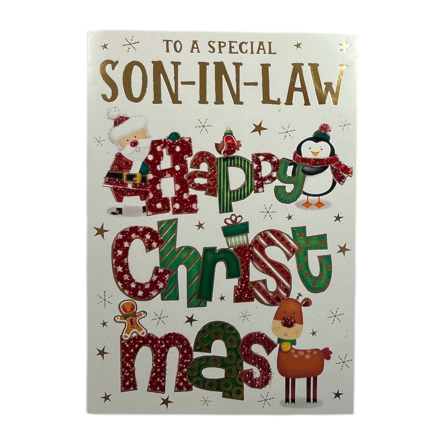 For Son In Law Festive Lettering & Icons Christmas Card