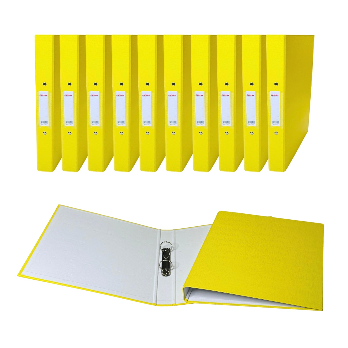 Pack of 10 A4 Yellow Paper Over Board Ring Binders by Janrax
