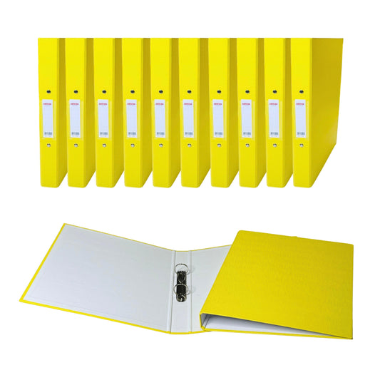 Pack of 10 A4 Yellow Paper Over Board Ring Binders by Janrax