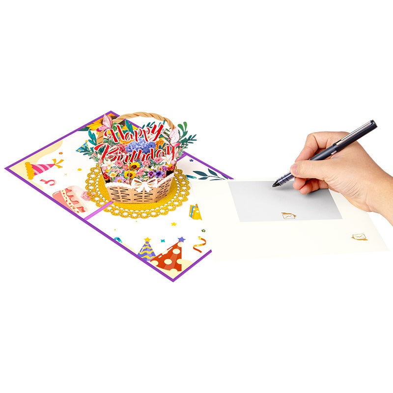 Bloom & Cheer 3D Birthday Basket Pop Up Greeting Card