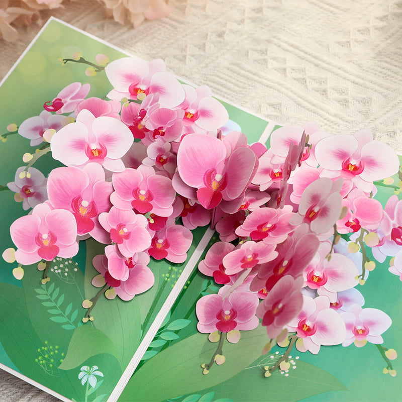 Orchid Elegance Floral 3D Pop Up Greeting Card
