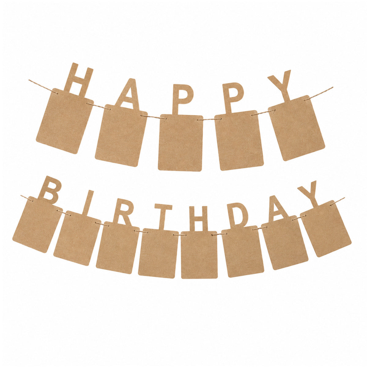 6 x Kraft Photo Insert HAPPY BIRTHDAY Banner with Ribbon