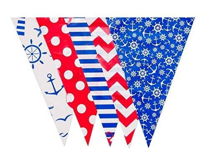 Nautical Print Bunting 10m with 20 Pennants