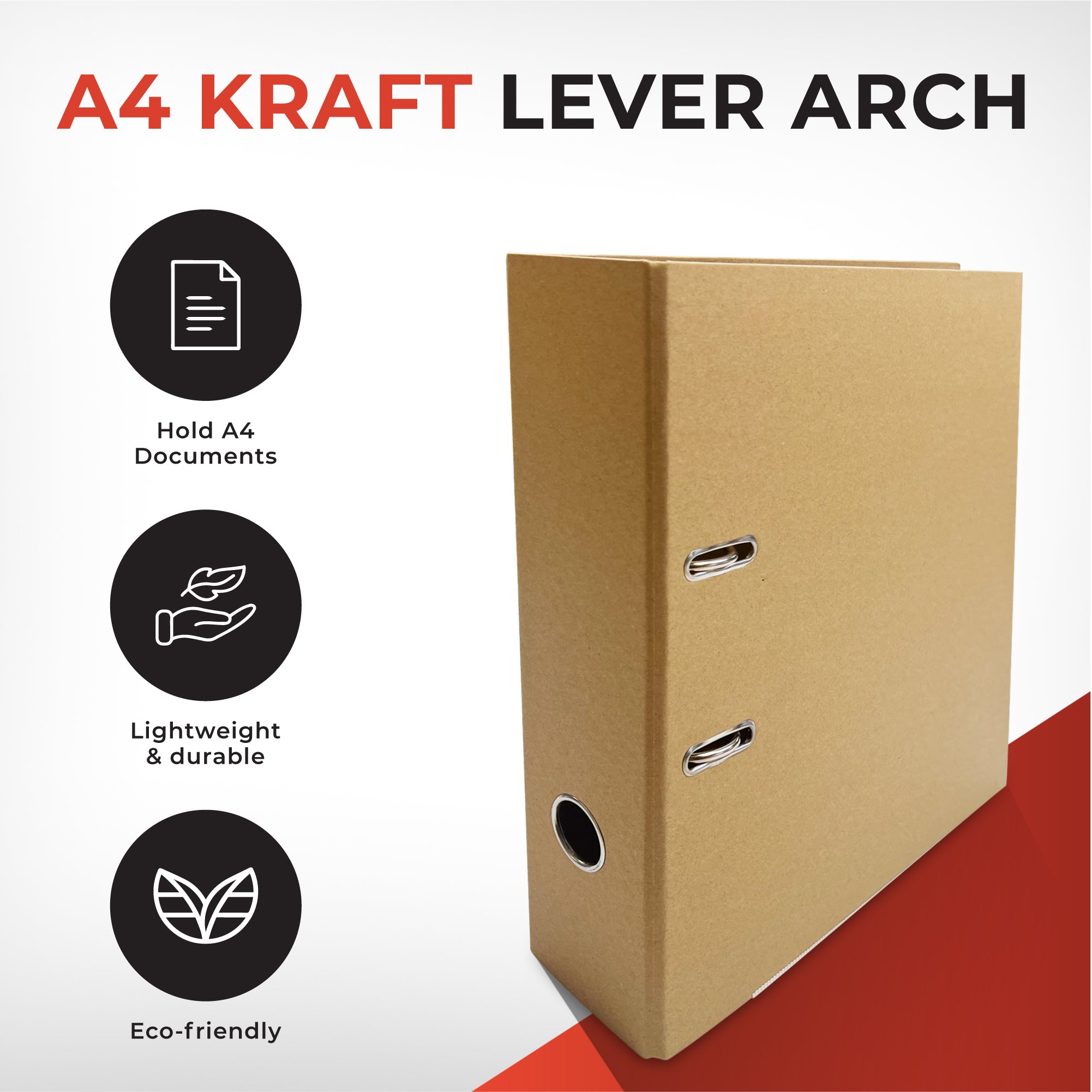 A4 Kraft Paperboard Lever Arch File – Choice Wholesale
