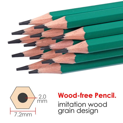 Pack of 12 7'' Flexible Sharpened Plastic Wood- Free HB Pencils with Eraser