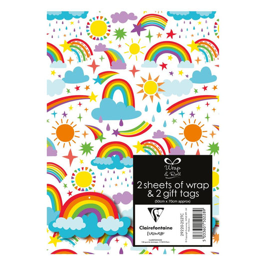 Rainbows Design Wrap 2 Sheets 2 Tags Set