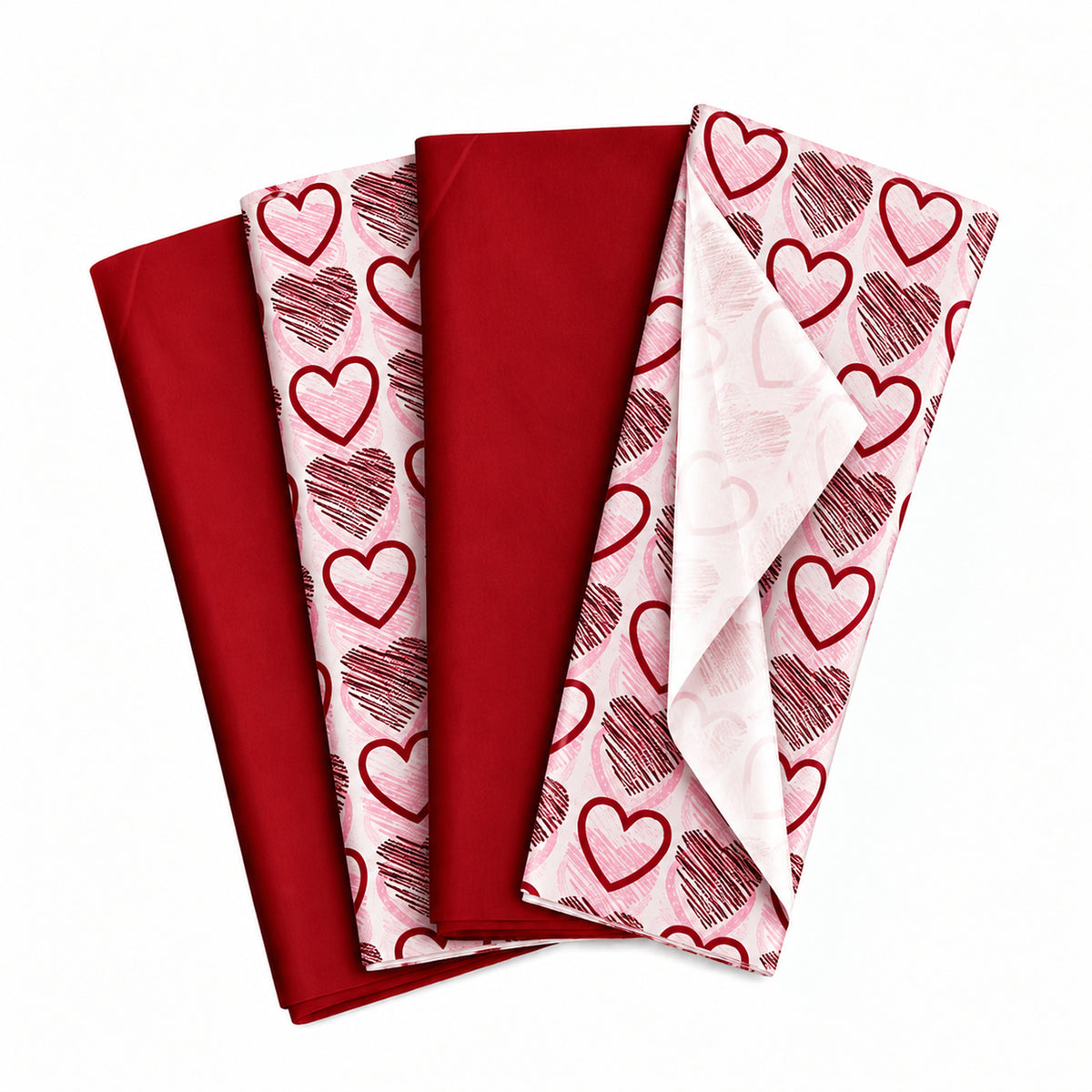 Pack of 8 Valentine Hearts Medley Luxury Red Foil Design & Plain Red 5 ...