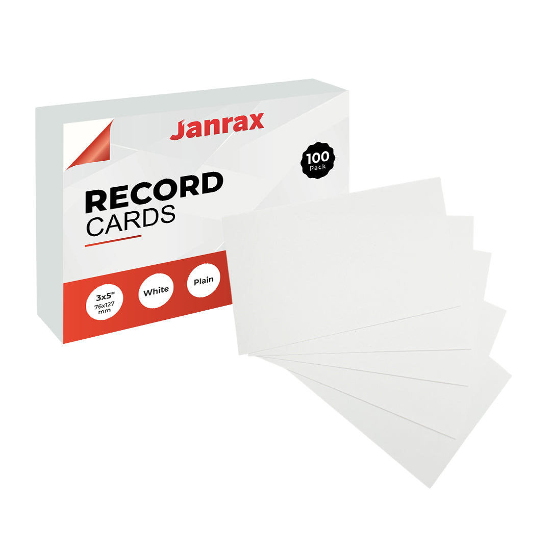 Pack of 1200 White Plain 5x3" Record Cards – Blank Study Index Cards for Notes, Revision