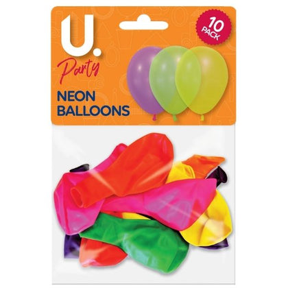 Pack of 10 Neon Coloured Balloons