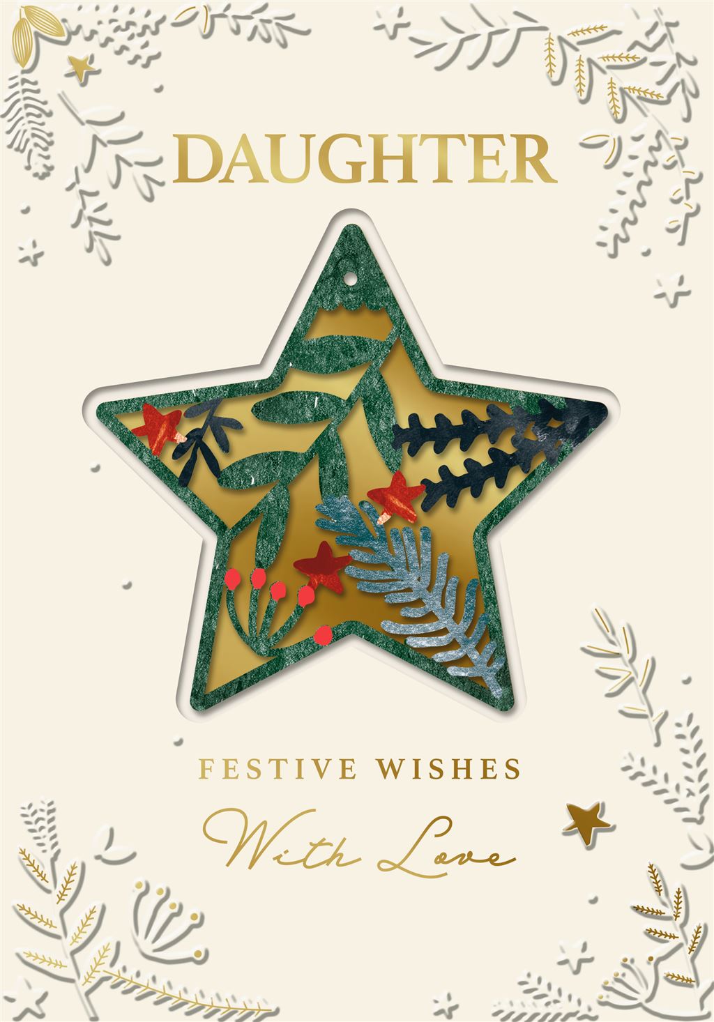 Star Design Festive Wishes Daughter Christmas Card