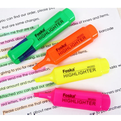 Pack of 4 Assorted Colour Highlighter Pens