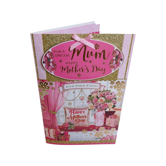 To Mum Flower Pot and Cushion Design Pink Mother's Day Boxed Card