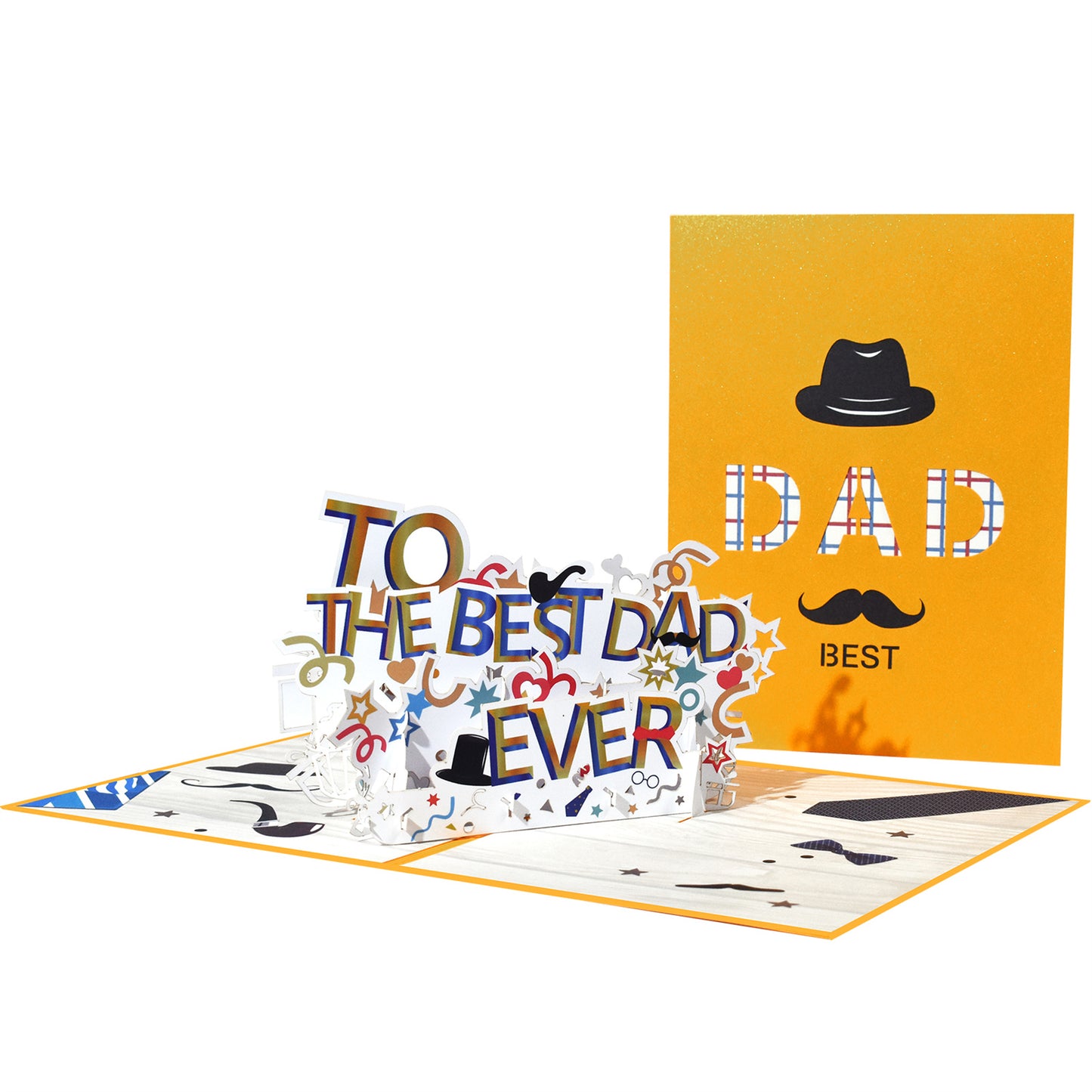 Best Dad Ever Whimsical Icons Pop Up Celebration Father's day Or Birthday Card