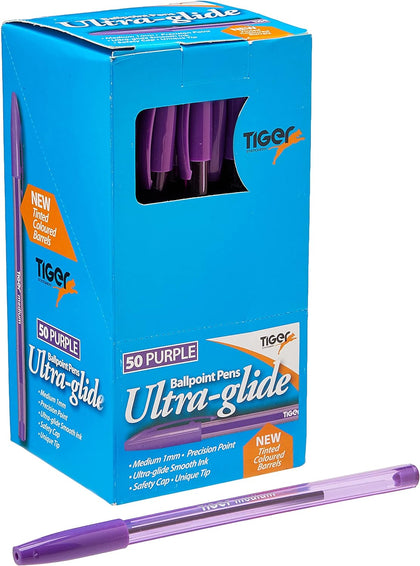Box of 50 Purple Ultra Glide Ballpoint Pens