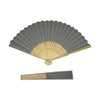 Grey Paper Foldable Hand Held Bamboo Wooden Fan by Parev