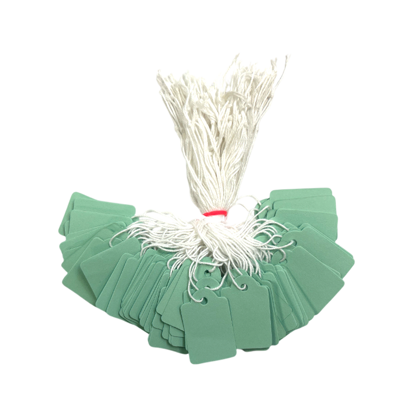 Pack of 100 Medium Green Strung Tags 25 x 39mm