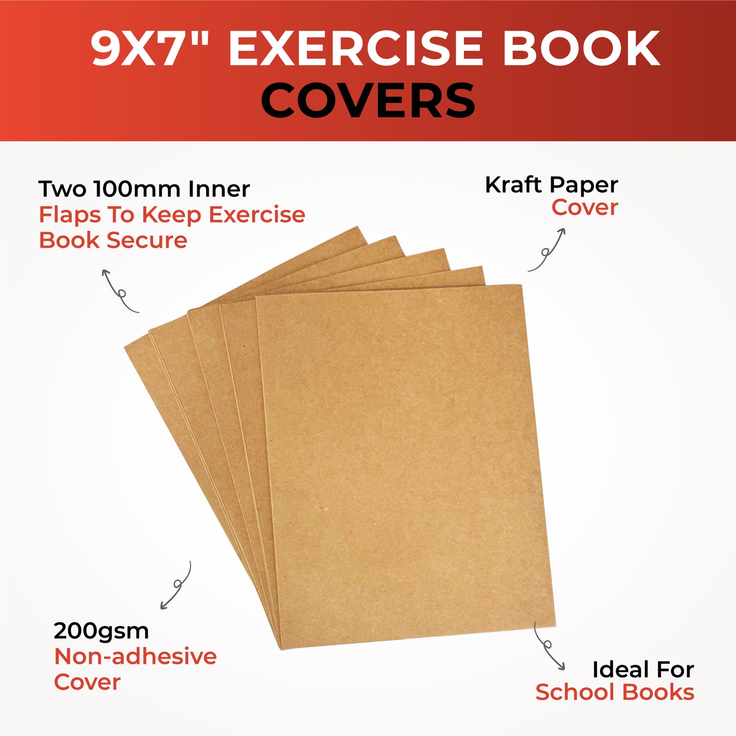 Pack of 50 9x7" Kraft Paper Exercise Book Covers by Janrax