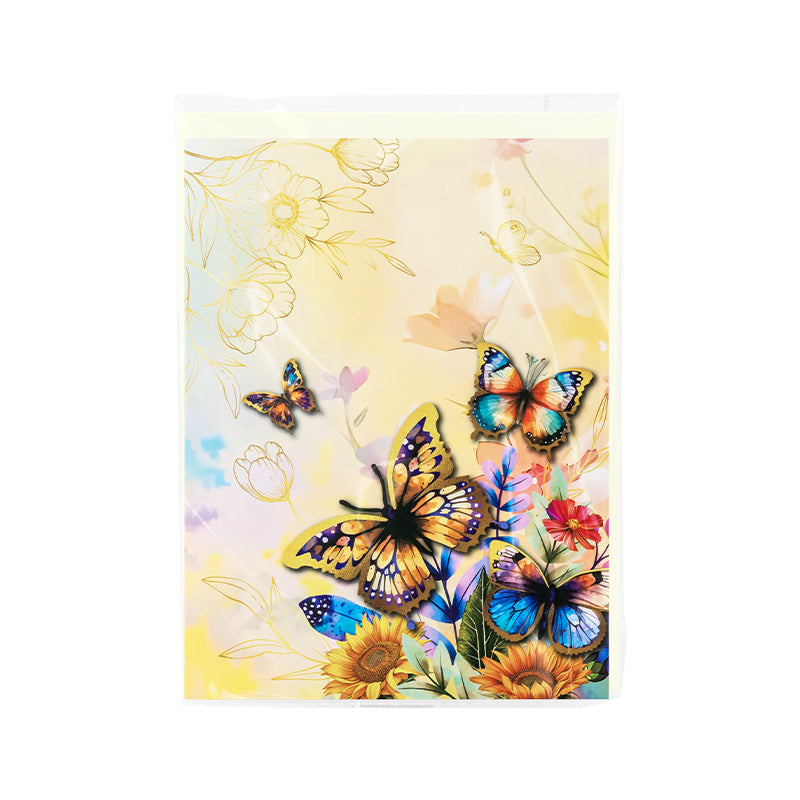 Wings of Sunshine Floral Butterfly 3D Pop Up Greeting Card