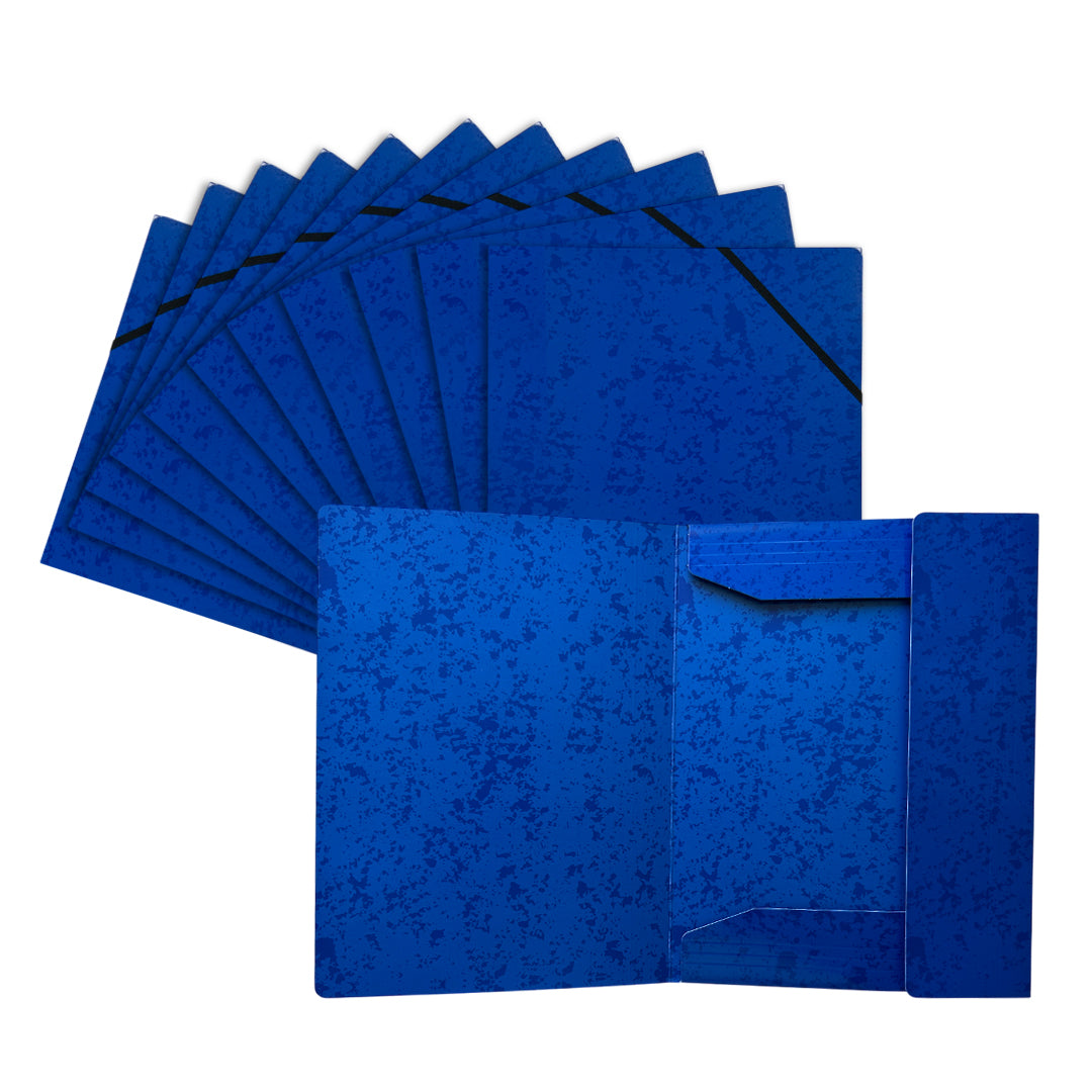 Pack of 12 A4 Blue Card 3 Flap Folders With Elastic Closure– Choice ...