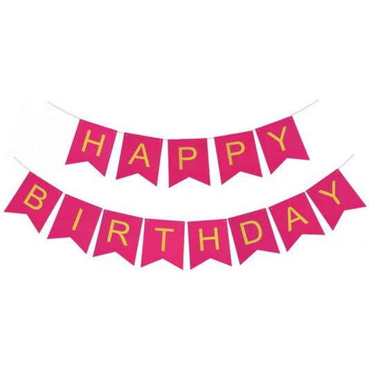 Happy Birthday Party Banner Rose Red