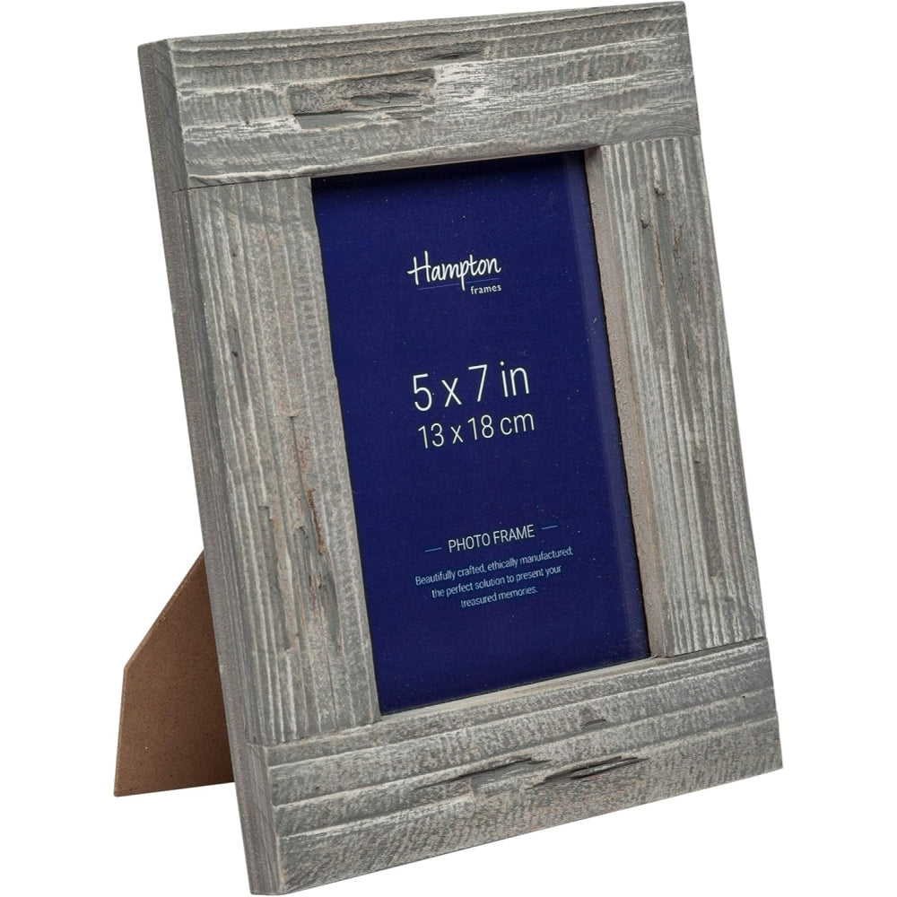 Hampton Farmhouse 5x7 Distressed Grey Painted Wood Photo Frame
