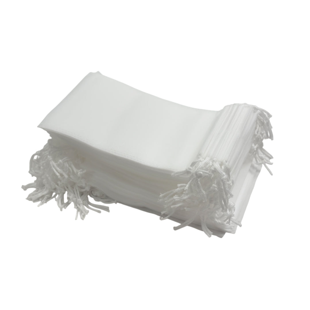 Pack of 100 White Coloured 39x30cm Non-Woven Drawstring Bags
