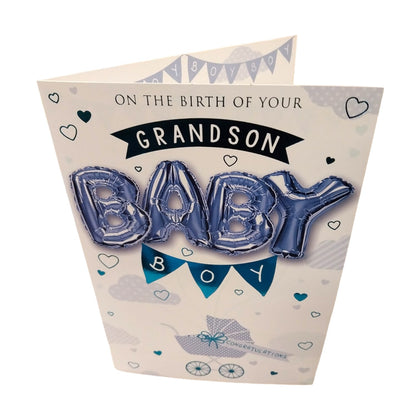 On The Birth of Your Grandson Balloon Boutique Greeting Card