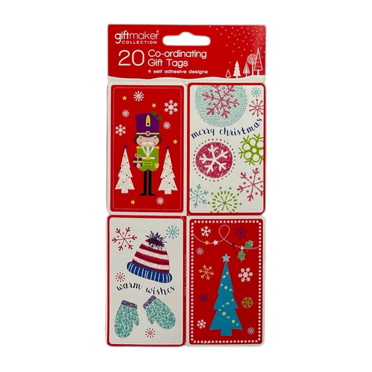 Pack of 100 Coordinating Festive Fun Design Self Adhesive Christmas Gift Tags